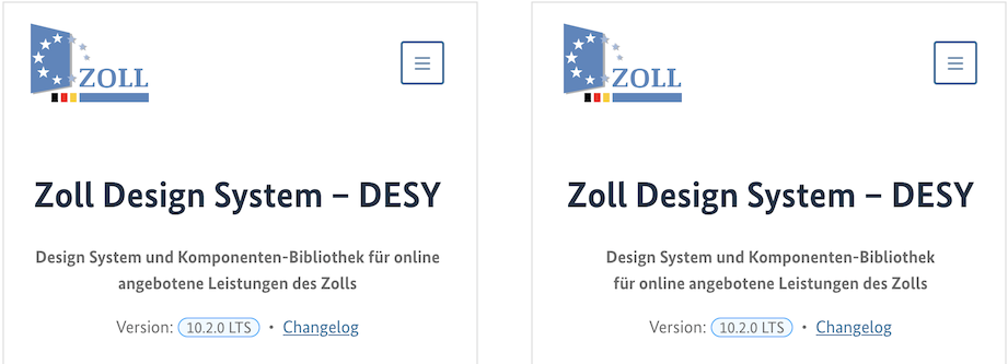 2 Screenshots der DESY-Startseite auf mobilen Breakpoints, einer mit deutlich verbesserten Zeilenumbrüchen.