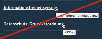 Screenshot zweier Links, in denen der bereits sichtbare Linktext im title-Tooltip wiederholt wird.