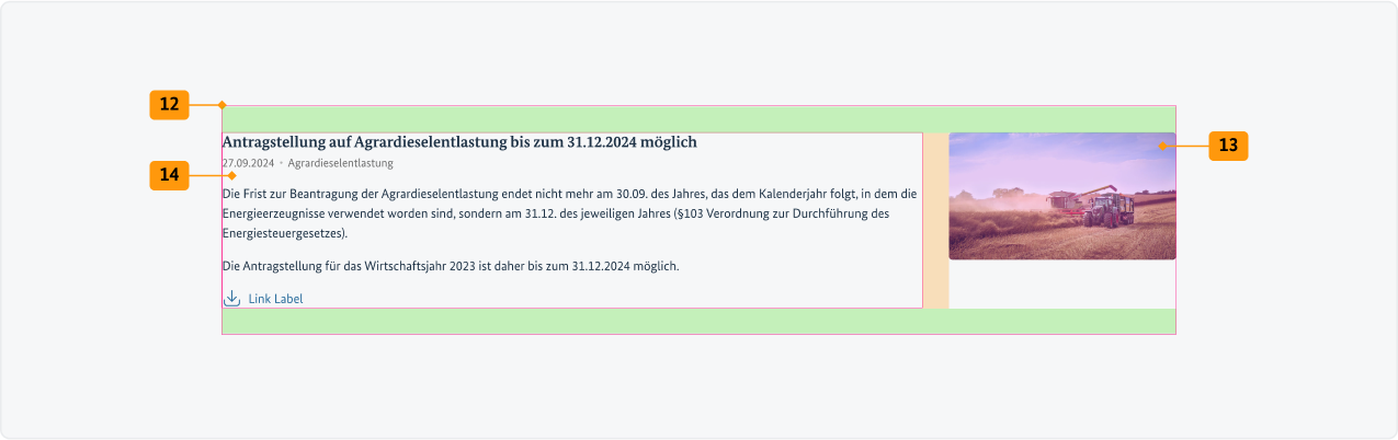 Visualisierung der CSS-Regeln zu Ziffer 12 bis 14 aus der folgenden Tabelle.