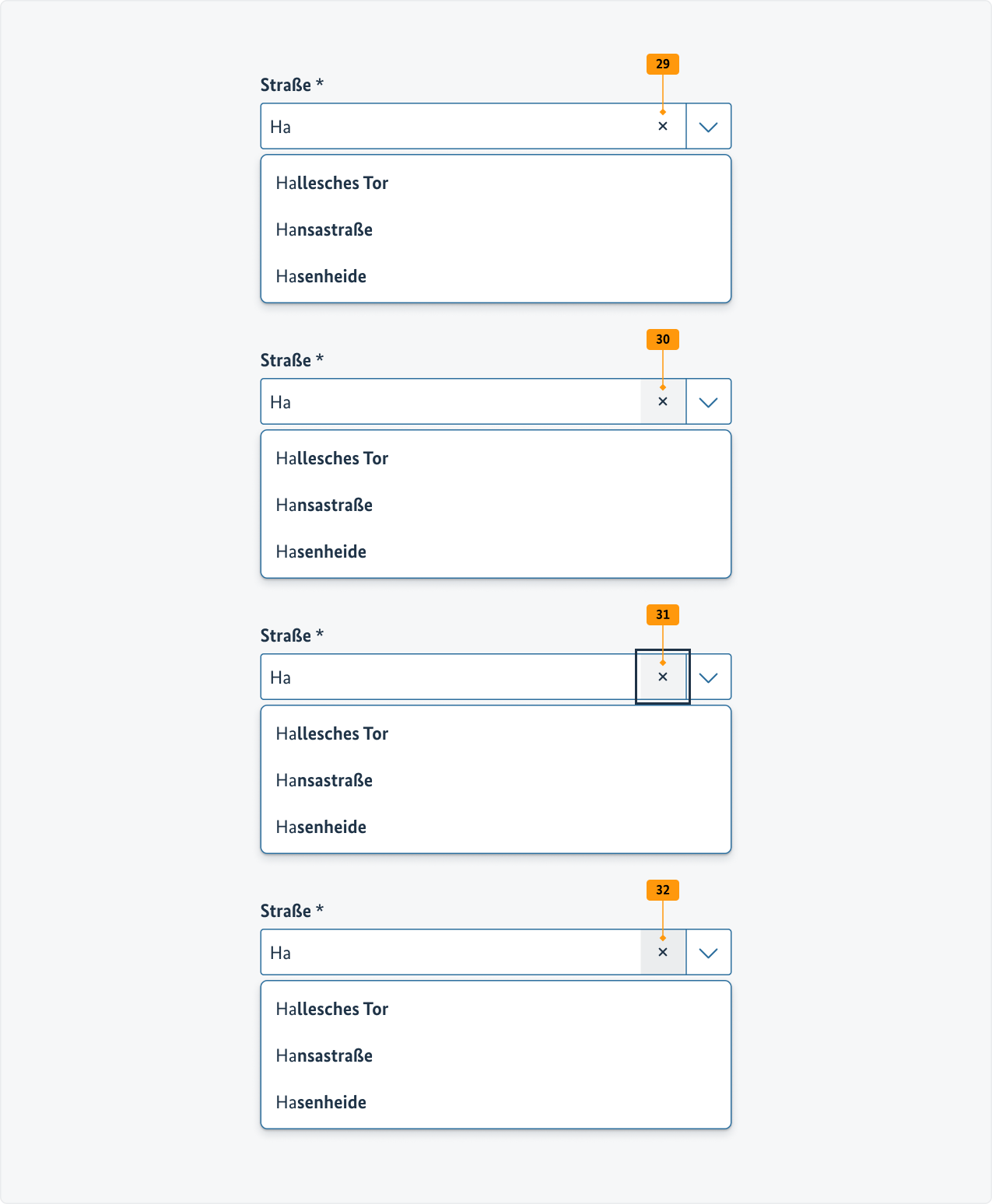 Visualisierung der CSS-Regeln zu Ziffer 29 bis 32 aus der folgenden Tabelle.