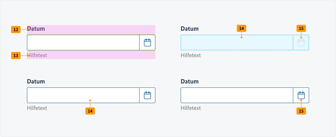 Visualisierung der CSS-Regeln zu Ziffer 12 bis 15 aus der folgenden Tabelle.