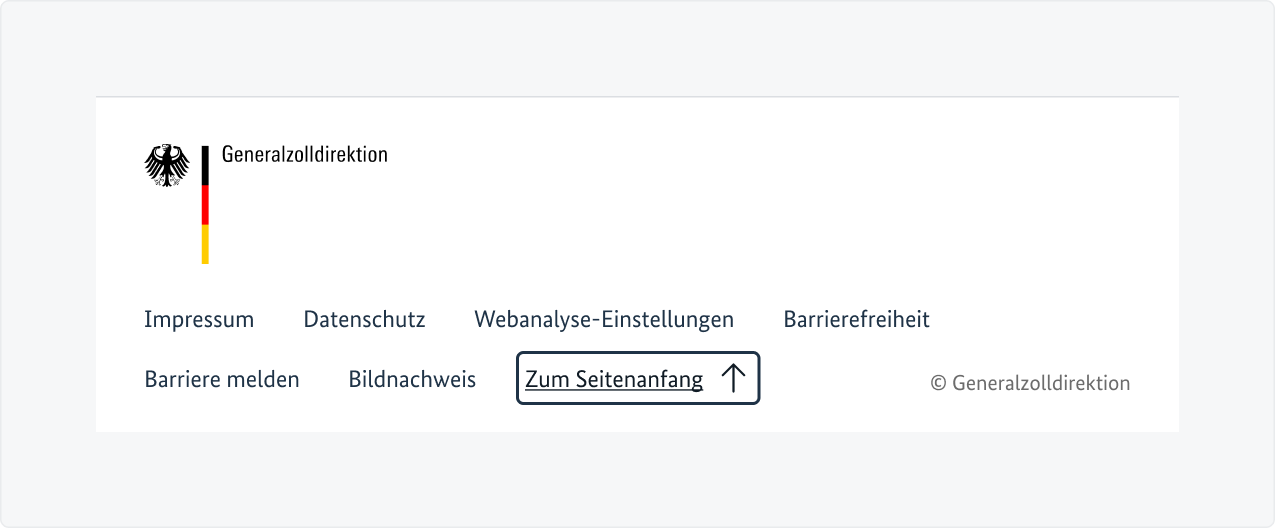Ein oberer und ein unterer Skip Link.