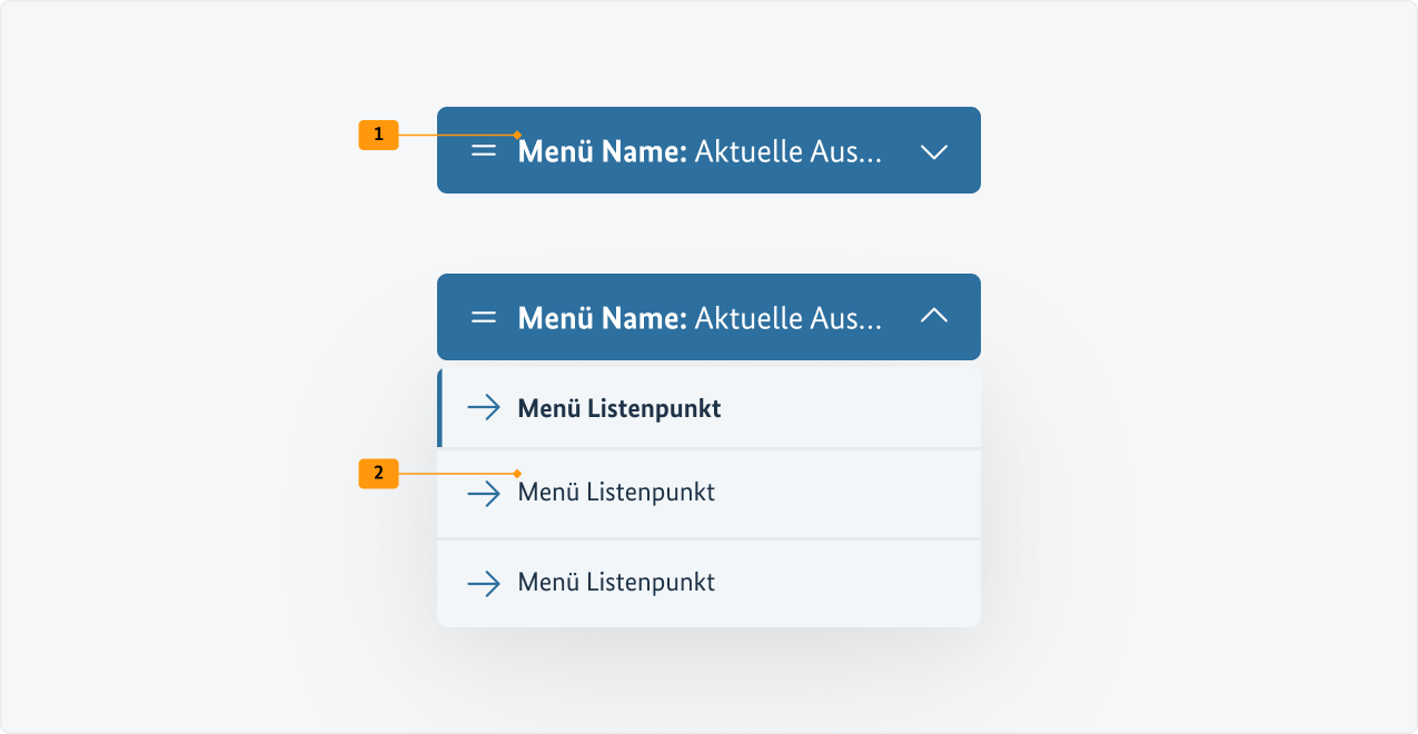 Visualisierung der CSS-Regeln zu Ziffer 1 bis 2 aus der folgenden Tabelle.