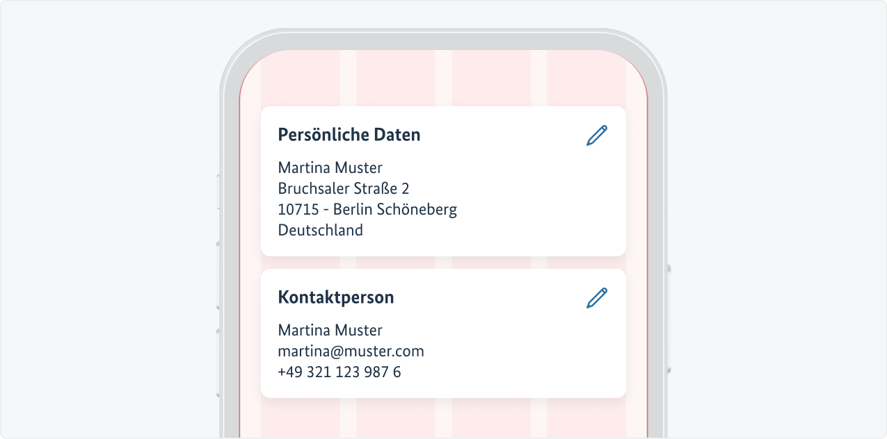 Cards im Grid auf einem Mobiltelefon